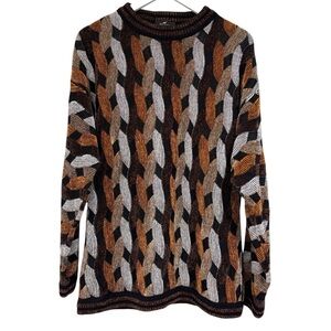 Bergati Men’s Vintage Brown Black Pullover Knit Sweater Size Medium